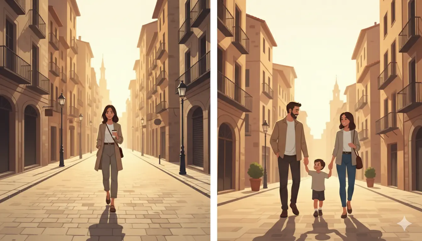 A parent and child exploring a new city together