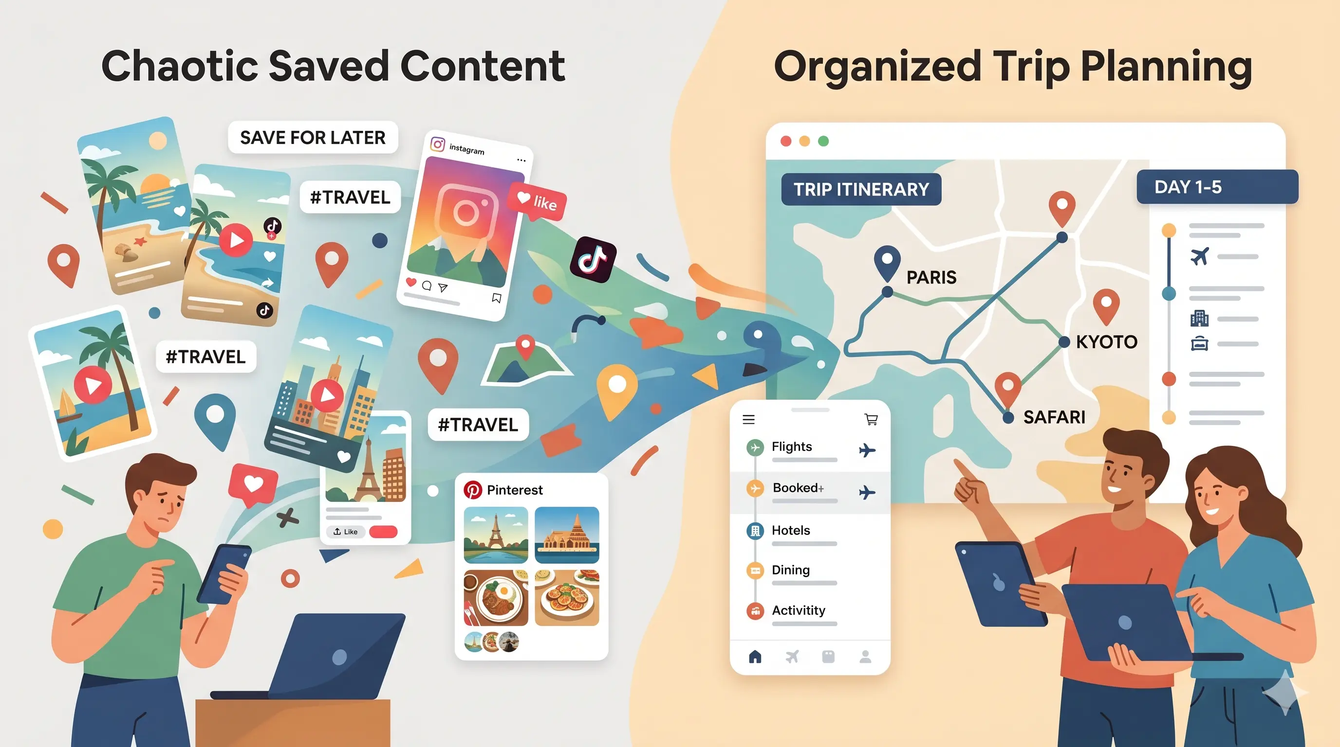 Comparison of travel apps for saving places from social media